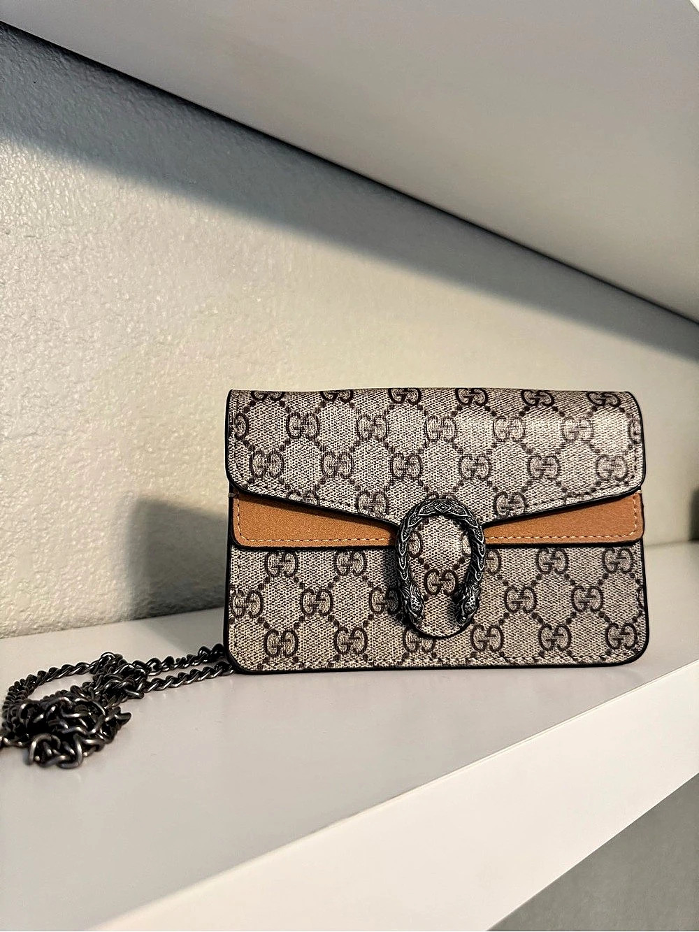 Gucci Dionysus GG Supreme Super Mini Bag Brown & Black